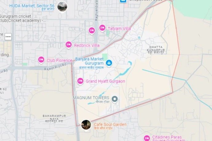 Oberoi Three Sixty North Sector 58  Location Map